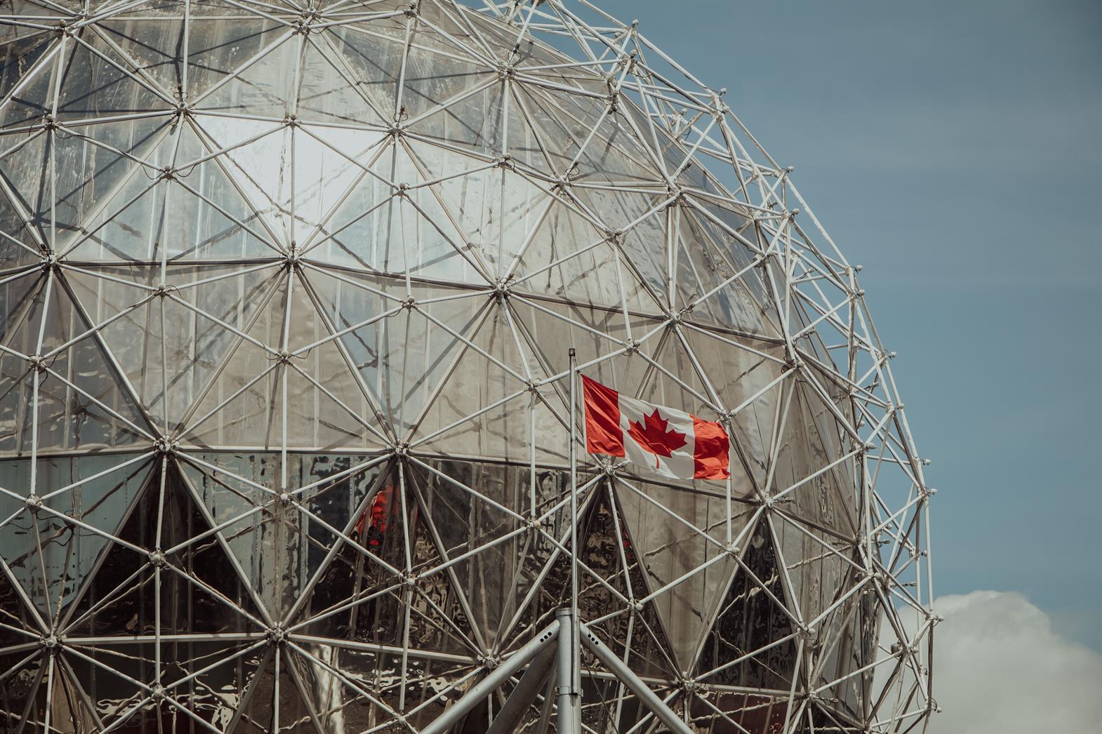 Canada flag on science world