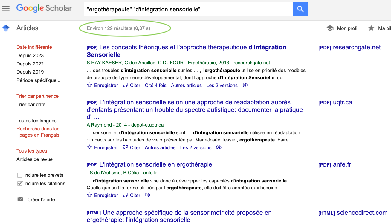 Google Scholar: Termes de recherche