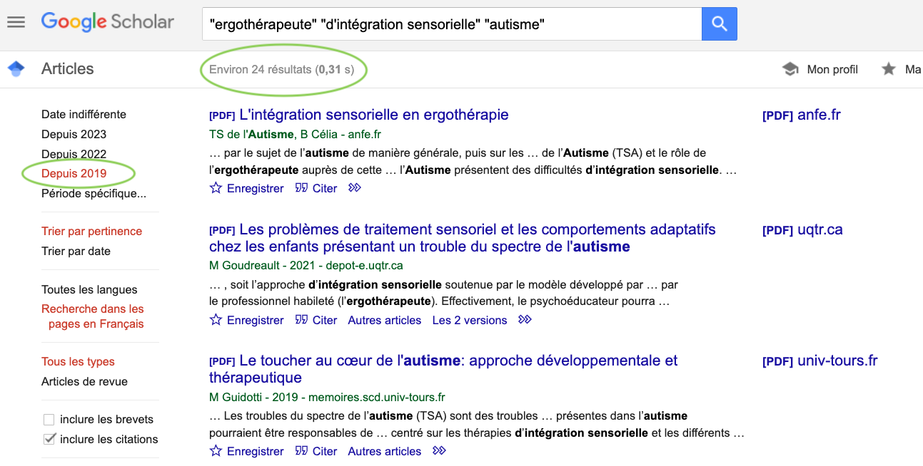 Google Scholar: Date de publication