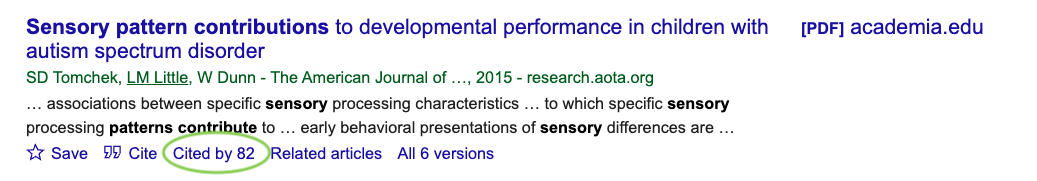 Google Scholar search results